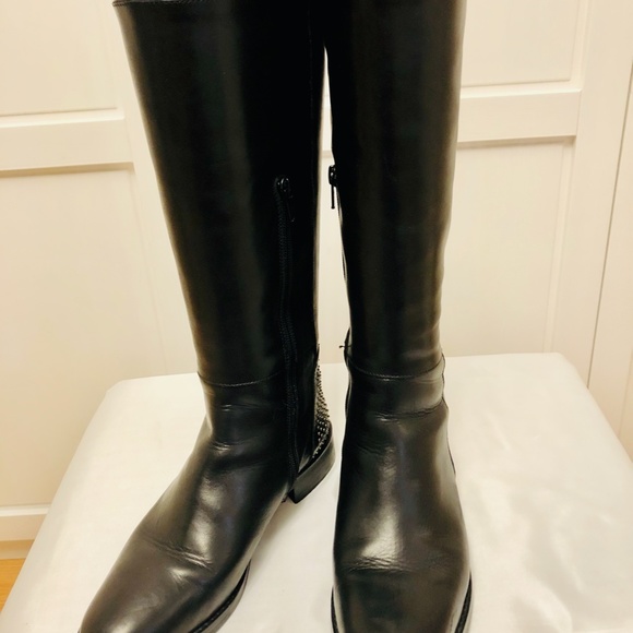 Italian Vera Gomma Studded Leather Tall Boots - Picture 9 of 9